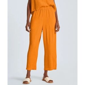 Everlane Naia Ripple Crinkle Straight Leg Pants Size XLarge Color Turmeric